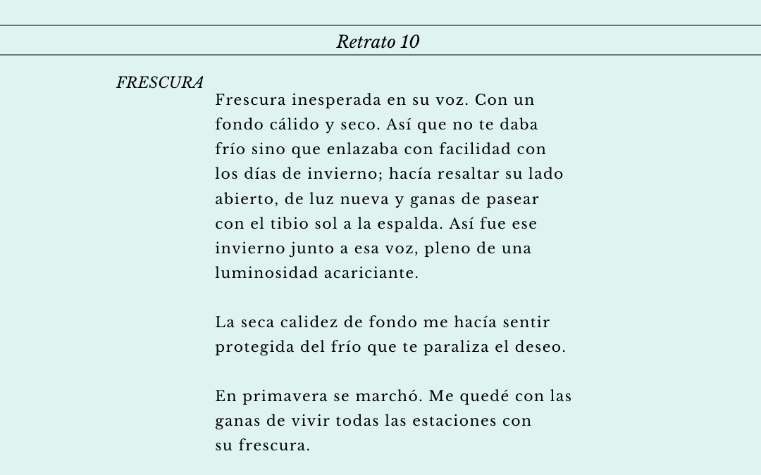 Frescura inesperada en su voz…